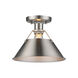 Orwell 1 Light 10 inch Pewter Flush Mount Ceiling Light, Damp