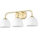 Zoey 3 Light 25 inch Olympic Gold Bath Vanity Wall Light in Matte White