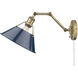 Orwell 1 Light 10 inch Aged Brass Articulating Wall Sconce Wall Light in Navy, Adjustable