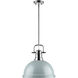 Yep Duncan 1 Light 14 inch Chrome Pendant Ceiling Light in Seafoam, Large