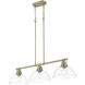 Duncan Linear Pendant Ceiling Light in Aged Brass, Clear Glass
