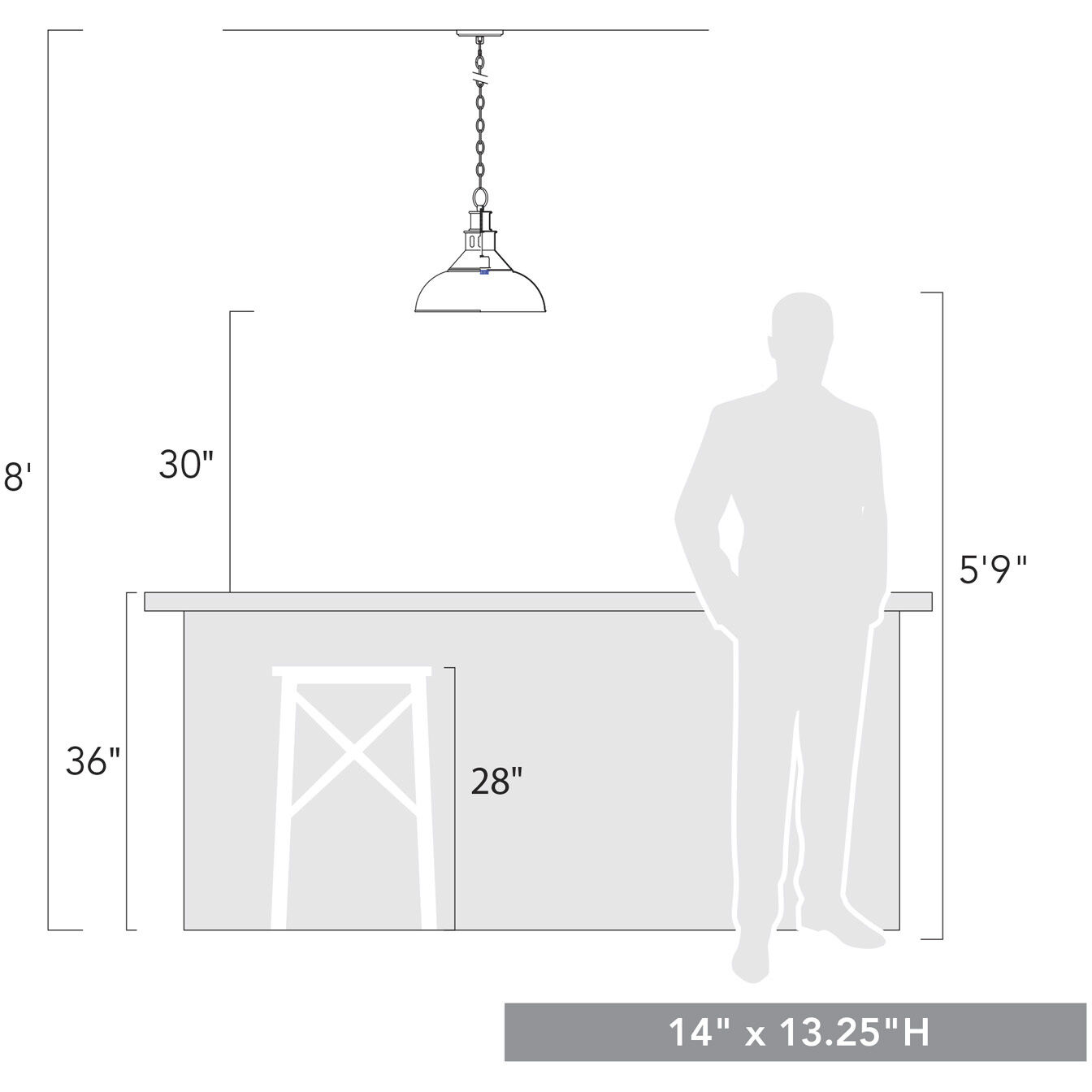 Kinsley Pendant Ceiling Light in Antique Rust, Large