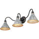Jasper 3 Light 34 inch Antique Black Iron Vanity Light Wall Light