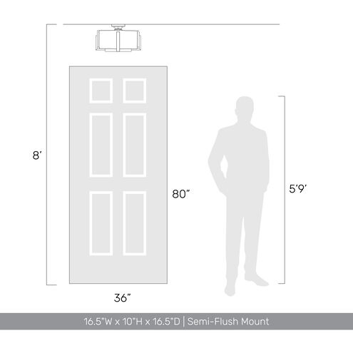 Aenon 3 Light 16.5 inch Matte Black Semi-Flush Ceiling Light