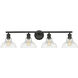 Carver 4 Light 36 inch Matte Black Bath Vanity Wall Light in Clear Glass