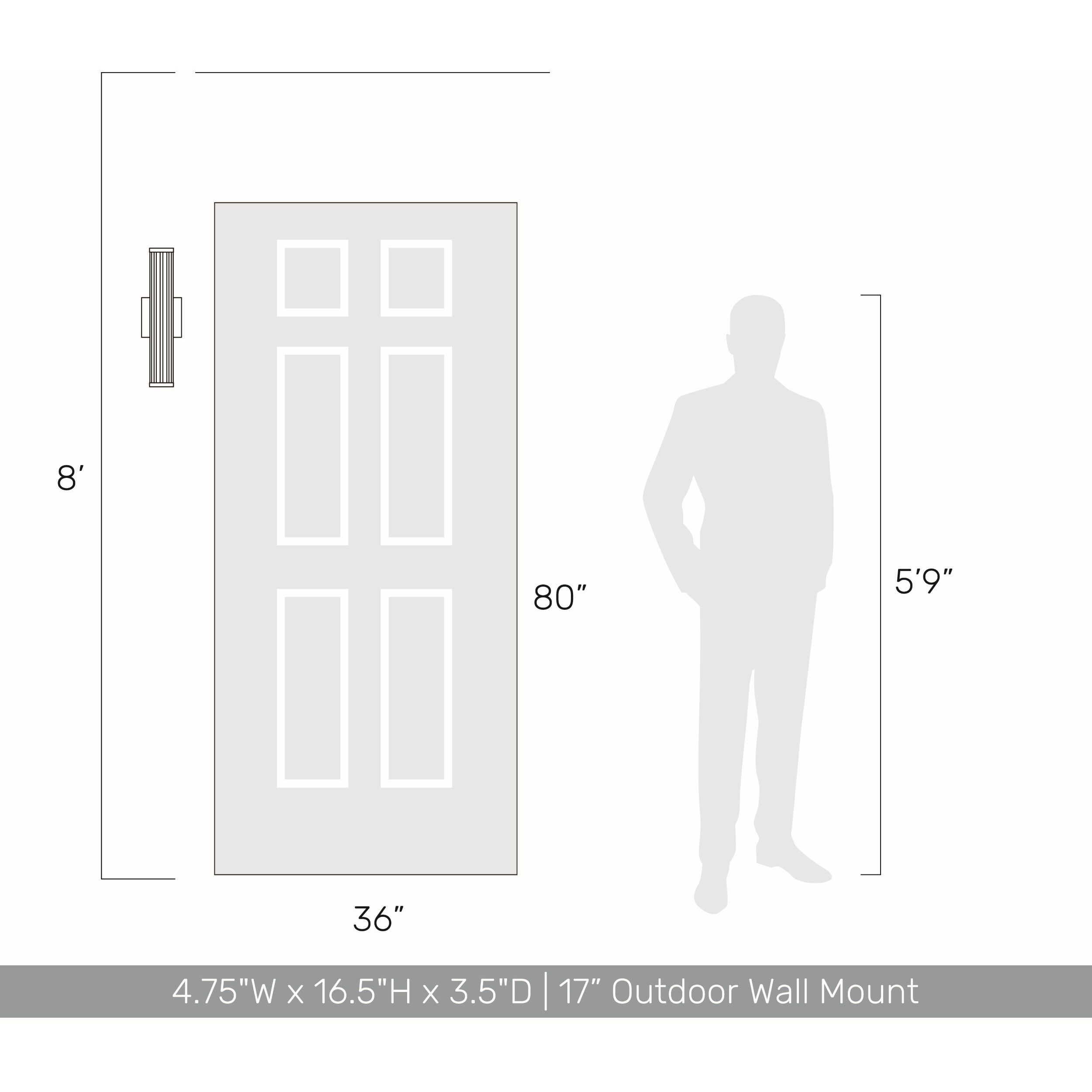 Rodara LED 16.5 inch Matte Black Outdoor Wall