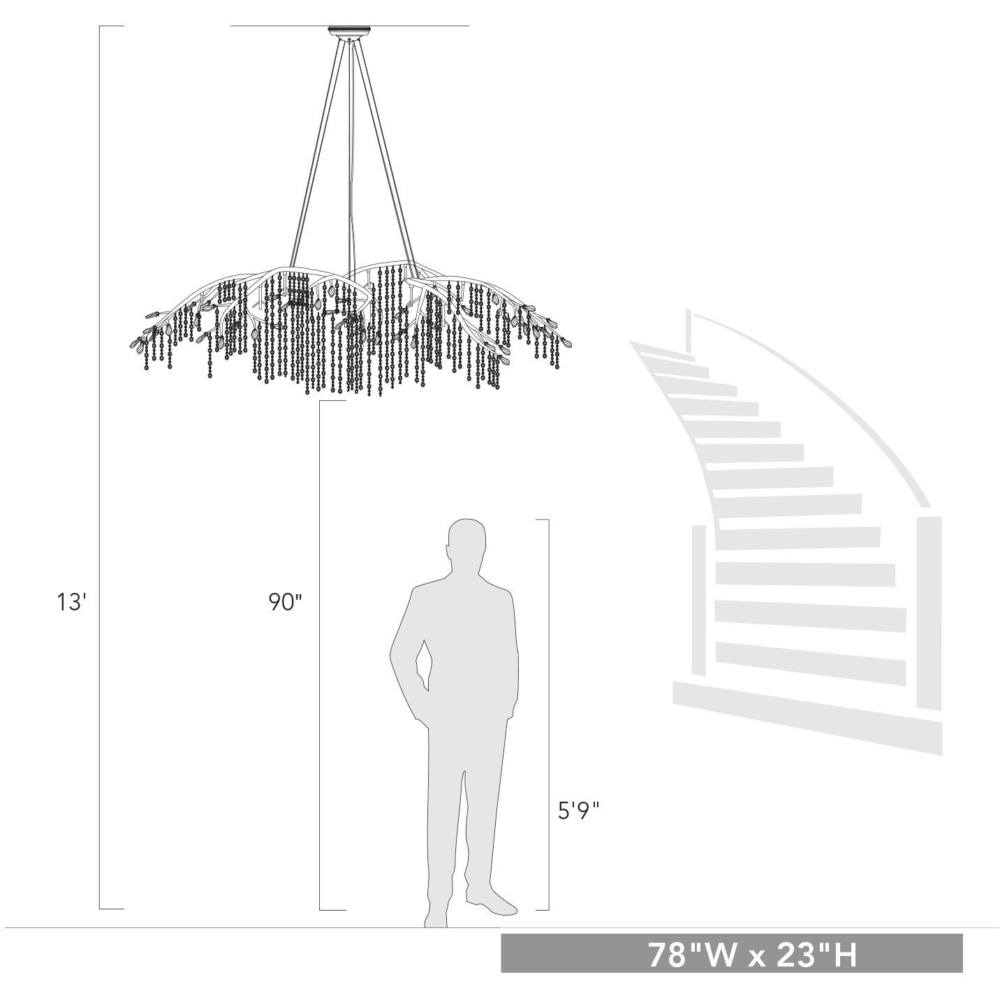 Autumn Twilight 80 inch 60.00 watt Mystic Gold Chandelier Ceiling Light, Large