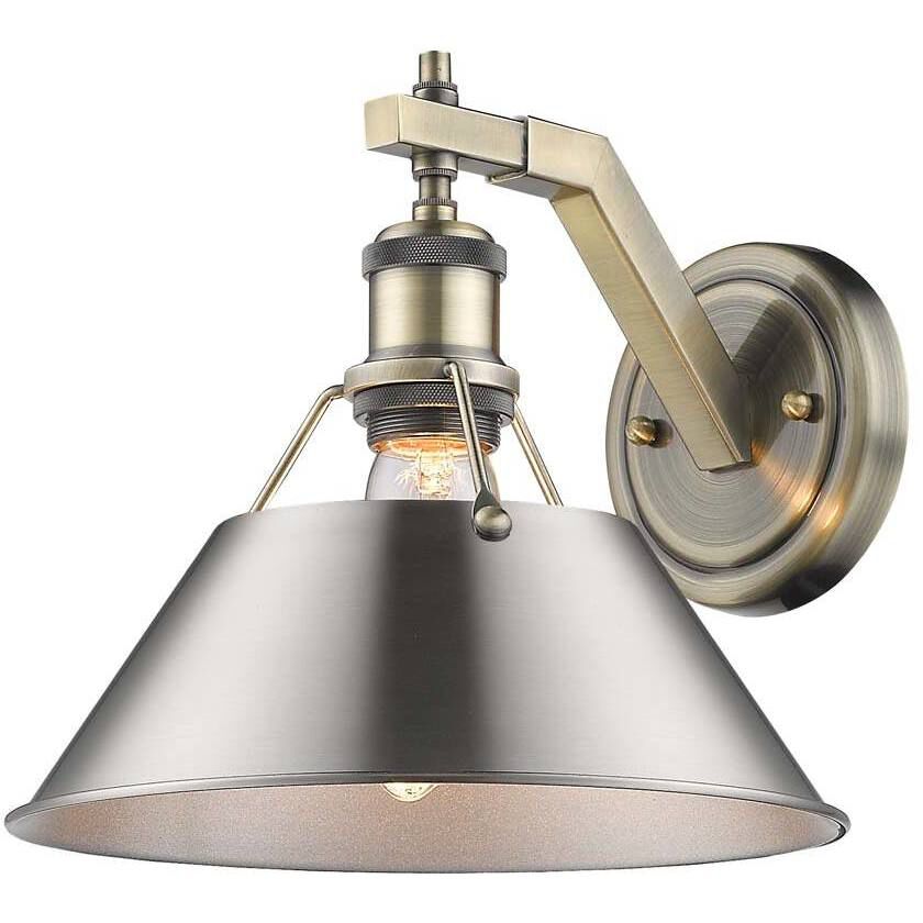 Yep Orwell 1 Light 10 inch Aged Brass Wall Sconce Wall Light in Pewter, Damp