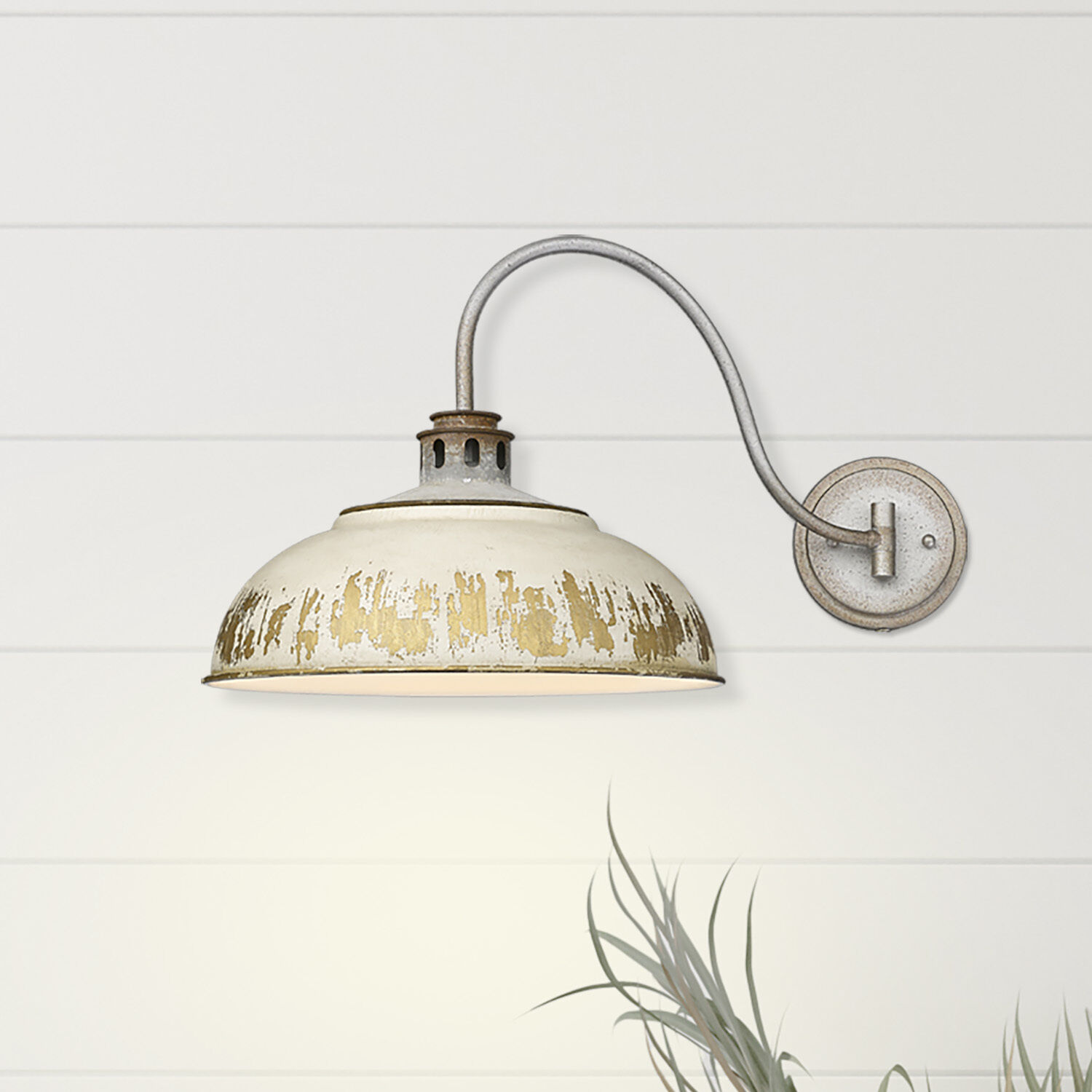 Kinsley 1 Light 14 inch Aged Galvanized Steel Swing Arm Wall Lamp Wall Light in Antique Ivory