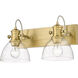 Yep Hines Vanity Wall Light in Seeded Glass, Brushed Champagne Brass
