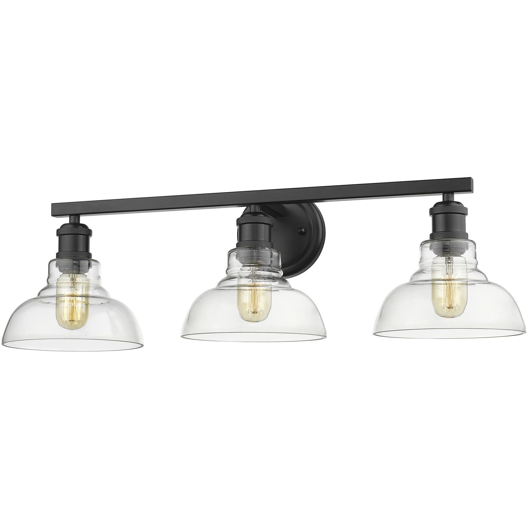 Yep Carver Vanity Wall Light in Matte Black, Clear Glass