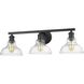 Yep Carver Vanity Wall Light in Matte Black, Clear Glass