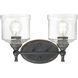 Keating 2 Light 15 inch Antique Black Iron Vanity Light Wall Light