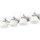 Hines 4 Light 34.5 inch Pewter Bath Vanity Light Wall Light in Opal Glass