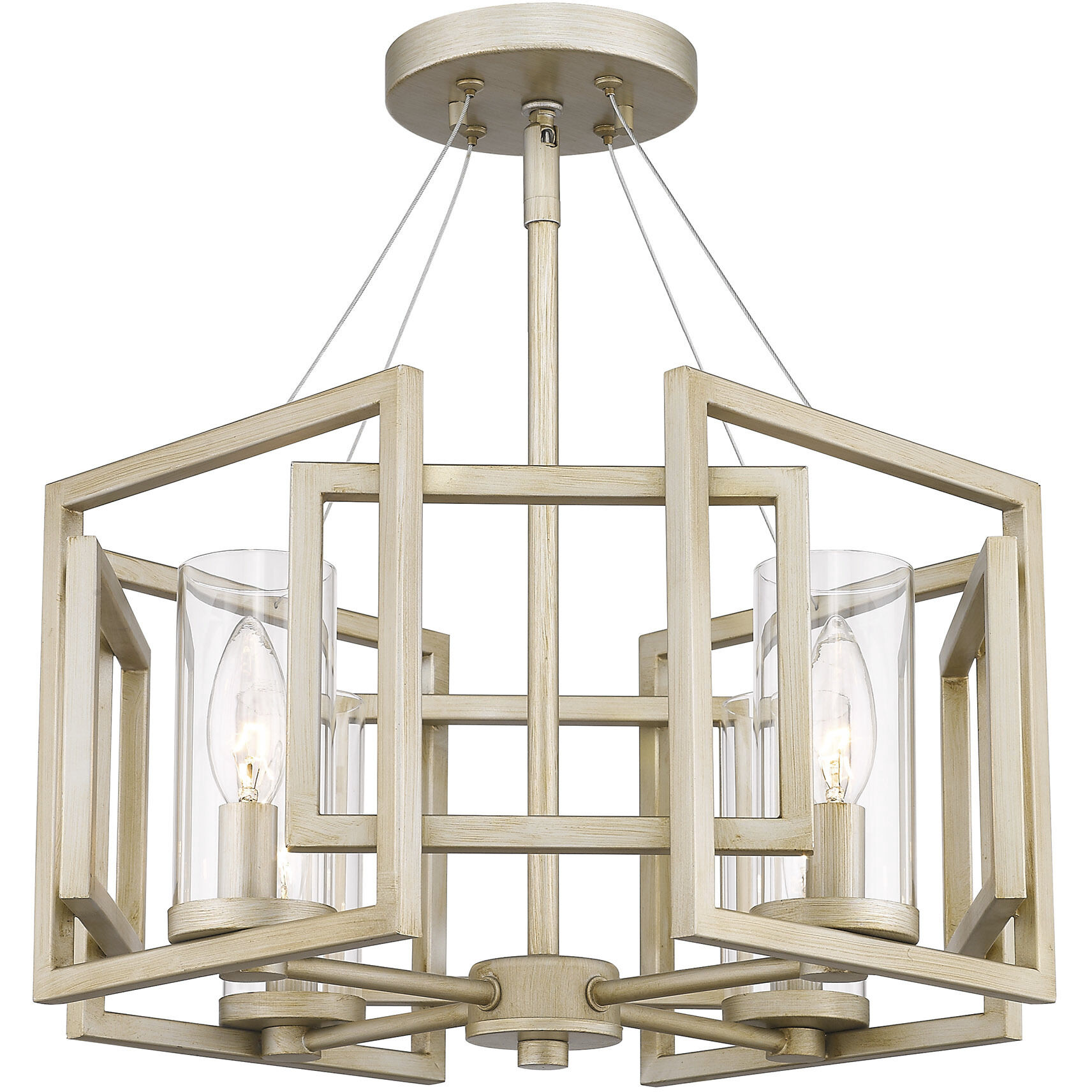 Marco 4 Light 16 inch White Gold Semi-Flush Mount Ceiling Light, Convertible