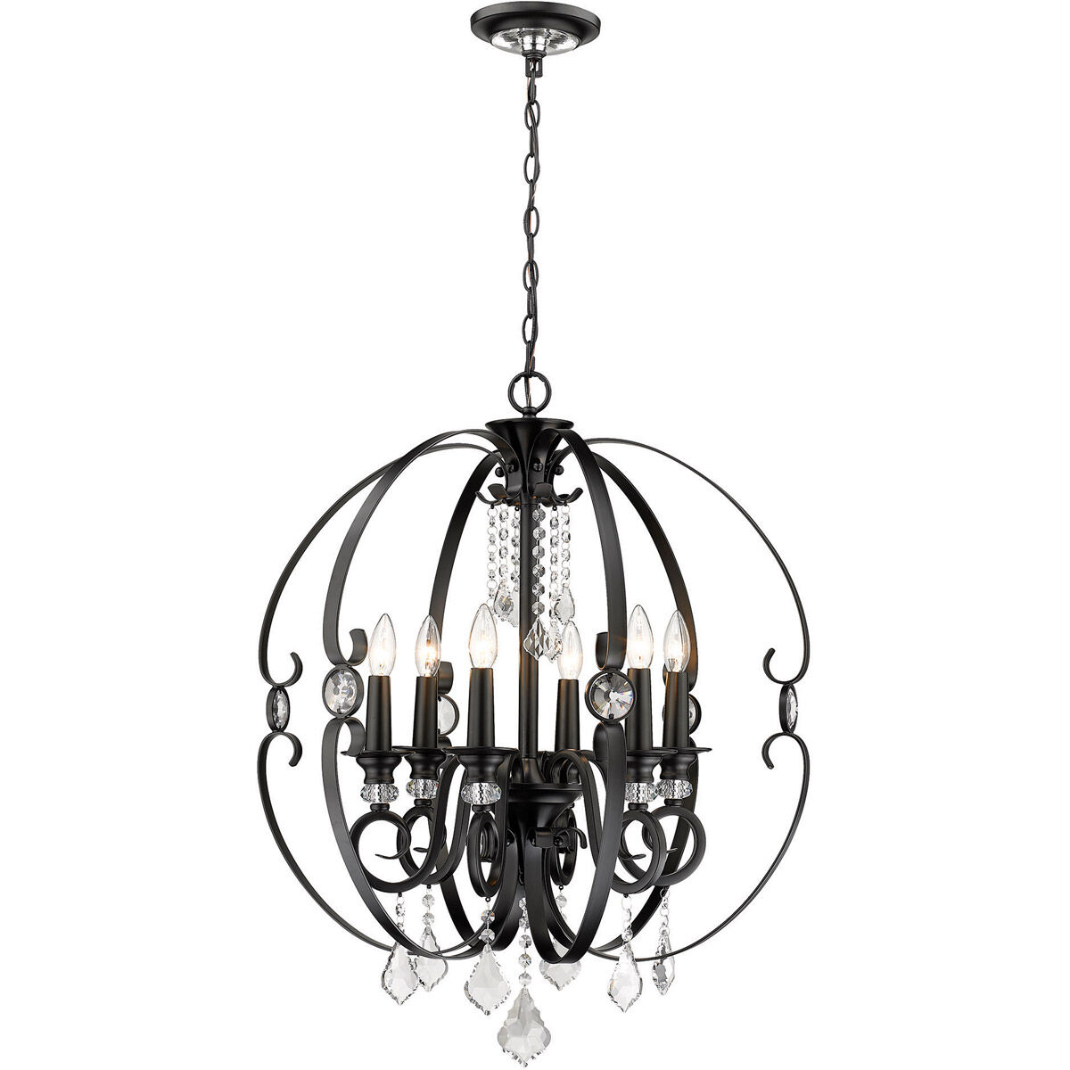 Ella 6 Light 26 inch Matte Black Chandelier Ceiling Light