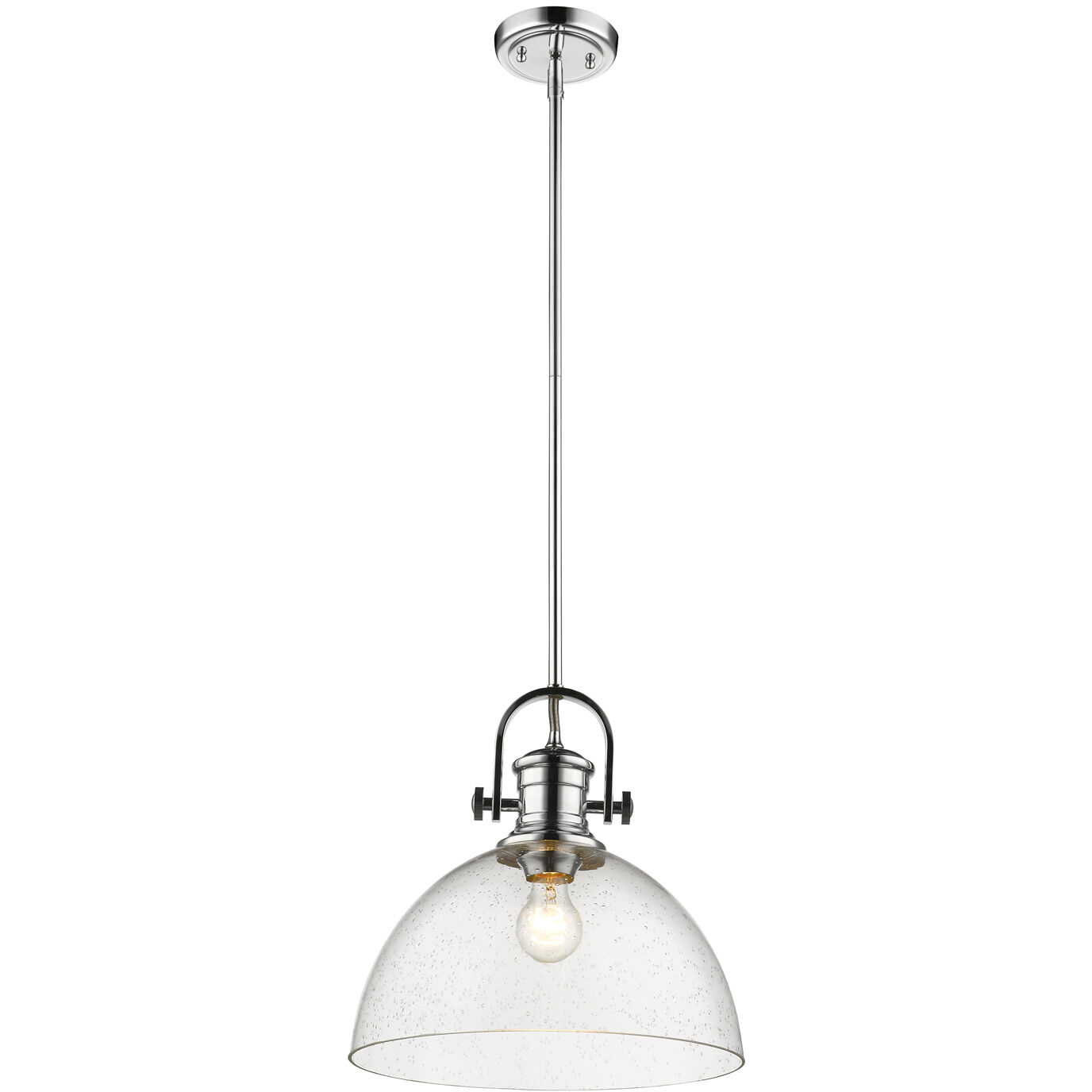 Yep Hines 1 Light 13.5 inch Chrome Pendant Ceiling Light in Seeded Glass, Large