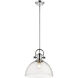 Yep Hines 1 Light 13.5 inch Chrome Pendant Ceiling Light in Seeded Glass, Large