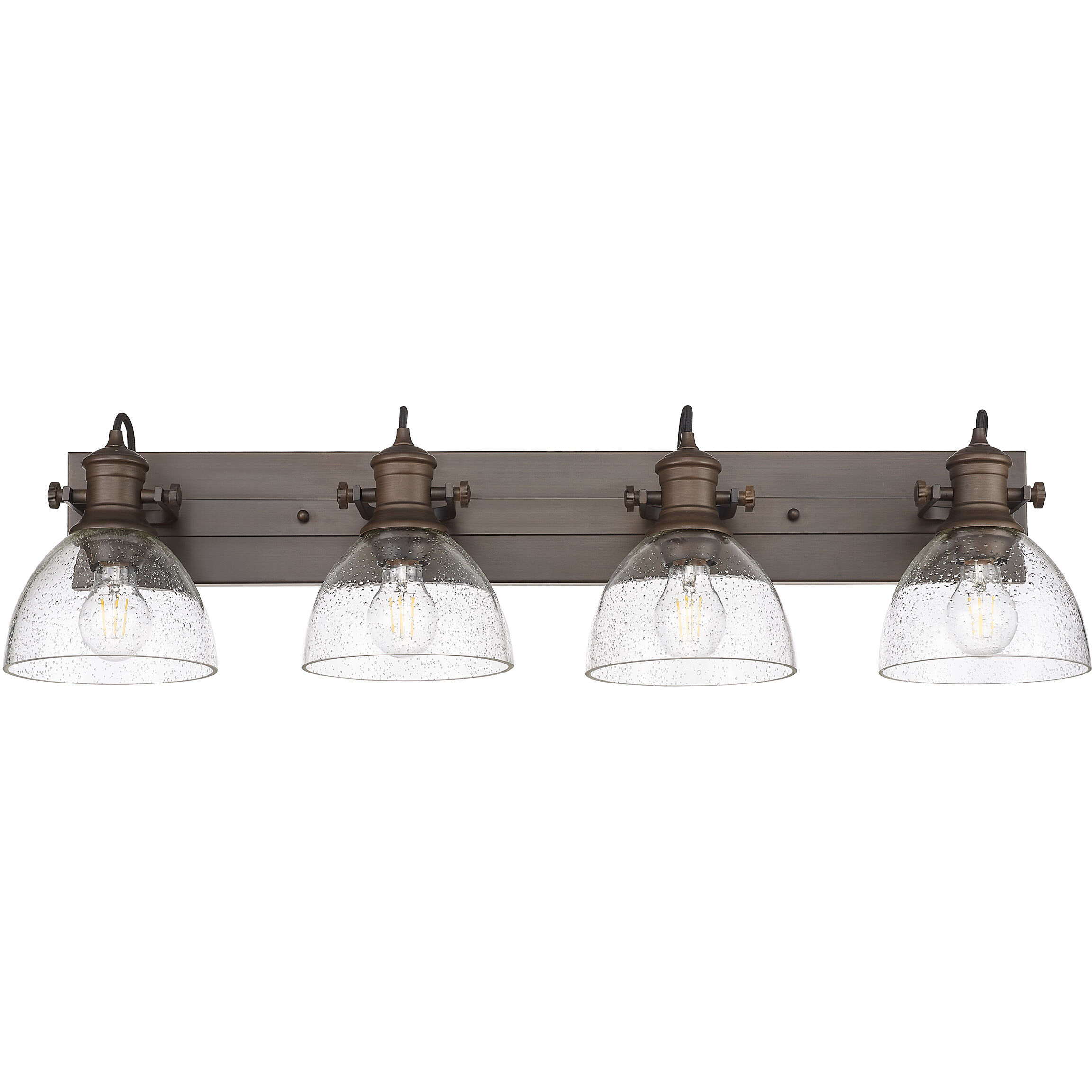 Yep Hines Vanity Wall Light in Rubbed Bronze, Seeded Glass