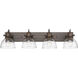 Yep Hines Vanity Wall Light in Rubbed Bronze, Seeded Glass