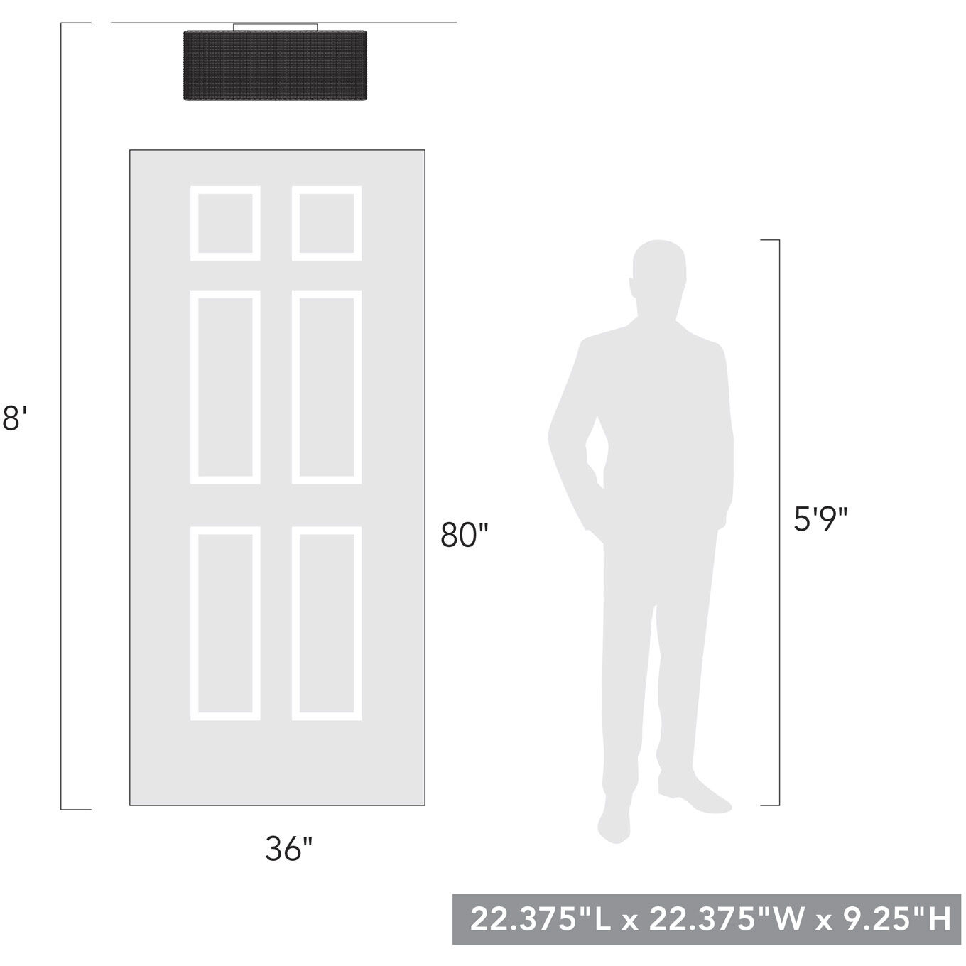 Erma 5 Light 22.38 inch Matte Black Flush Mount Ceiling Light