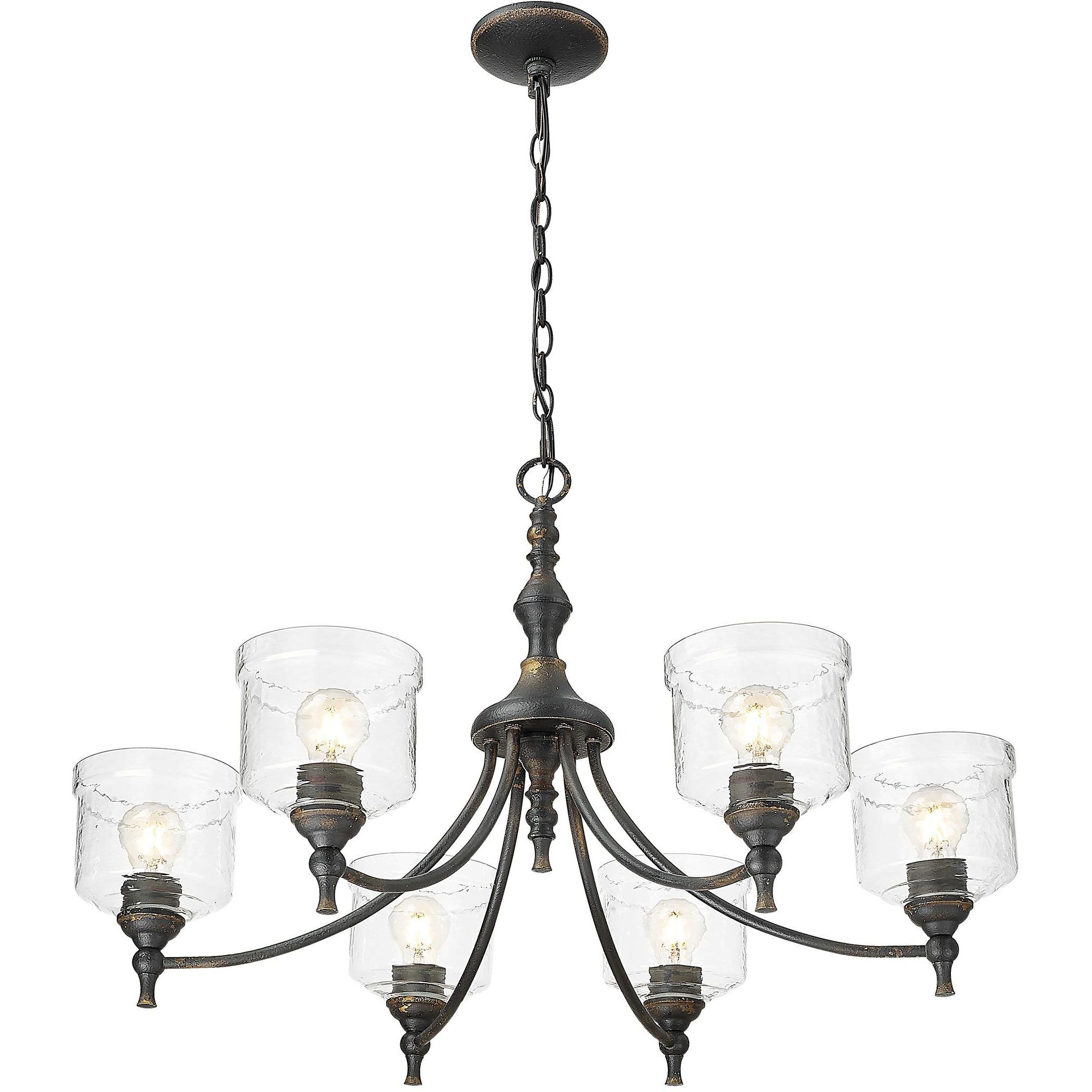 Keating 33.5 inch 60.00 watt Antique Black Iron Chandelier Ceiling Light