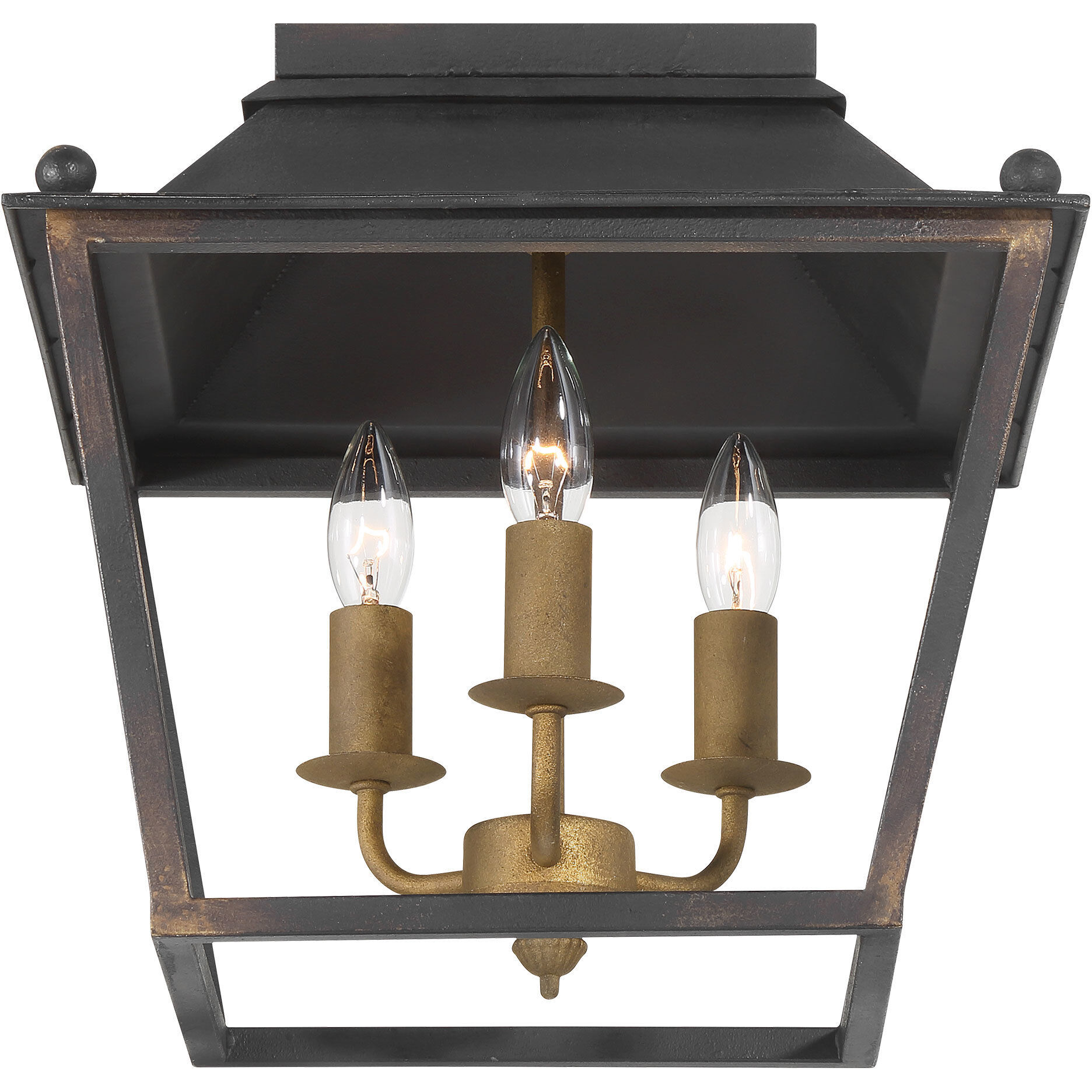 Christoff 3 Light 14 inch Antique Black Iron Flush Mount Ceiling Light