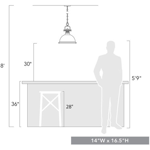 Duncan 1 Light 14 inch Aged Brass Pendant Ceiling Light in Matte Black, Large