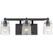 Travers 3 Light 23 inch Matte Black Bath Vanity Wall Light