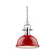 Duncan 1 Light 14 inch Chrome Pendant Ceiling Light in Red, Large