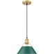Orwell 1 Light 10 inch Brushed Champagne Bronze Pendant Ceiling Light in Pine Green, Medium