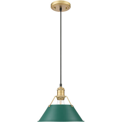 Orwell 1 Light 10 inch Brushed Champagne Bronze Pendant Ceiling Light in Pine Green, Medium