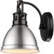 Yep Duncan Vanity Wall Light in Matte Black, Pewter