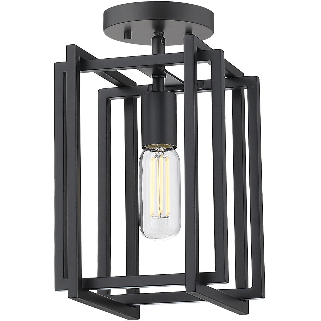 Tribeca 1 Light 7.25 inch Matte Black Semi-Flush Mount Ceiling Light in Matte Black/Matte Black