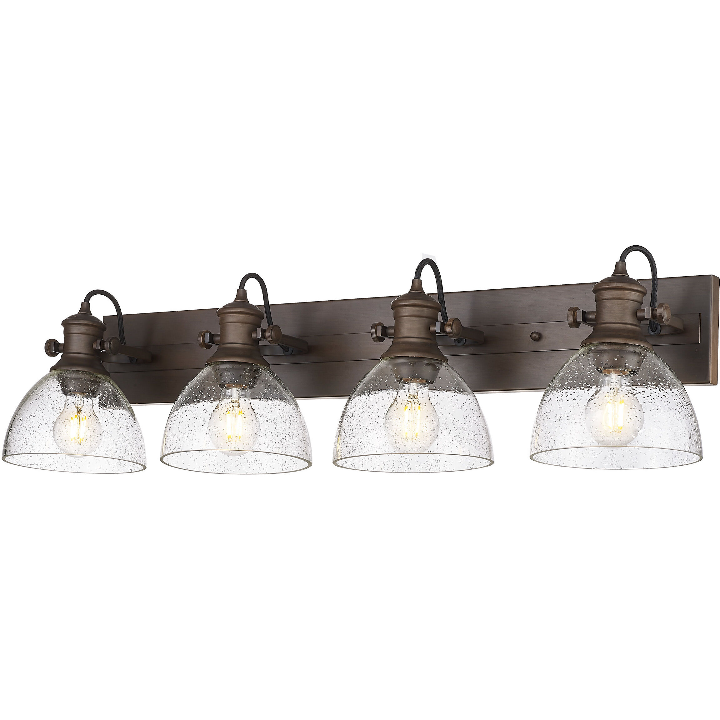 Yep Hines Vanity Wall Light in Rubbed Bronze, Seeded Glass