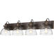Yep Hines Vanity Wall Light in Rubbed Bronze, Seeded Glass