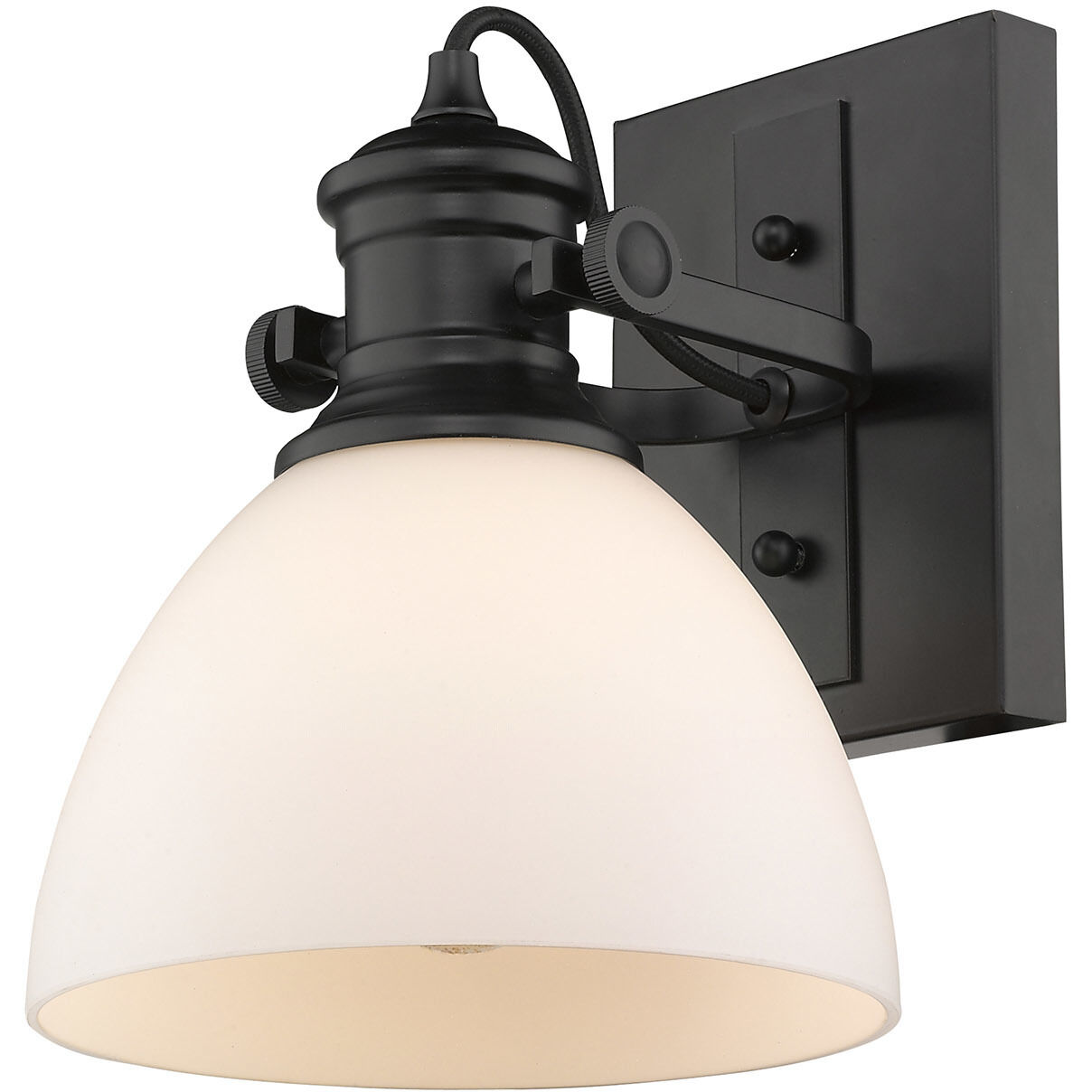 Yep Hines 1 Light 6.88 inch Matte Black Adjustable Semi-Flush Mount Ceiling Light in Opal Glass, Damp