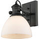 Yep Hines 1 Light 6.88 inch Matte Black Adjustable Semi-Flush Mount Ceiling Light in Opal Glass, Damp