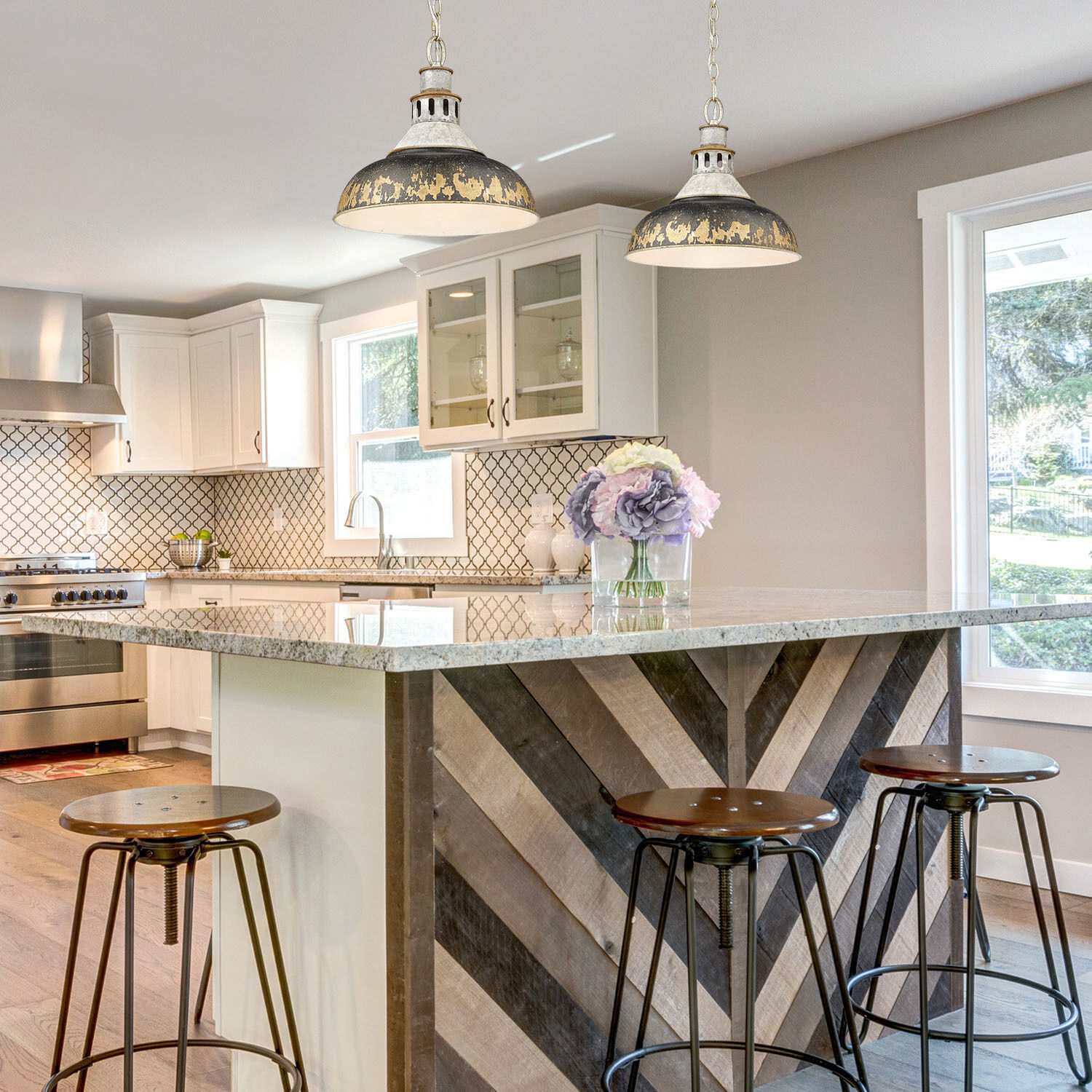 Kinsley 1 Light 14 inch Aged Galvanized Steel Pendant Ceiling Light in Antique Black Iron, Large