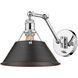 Orwell 1 Light 10 inch Chrome Articulating Wall Sconce Wall Light in Rubbed Bronze, Adjustable