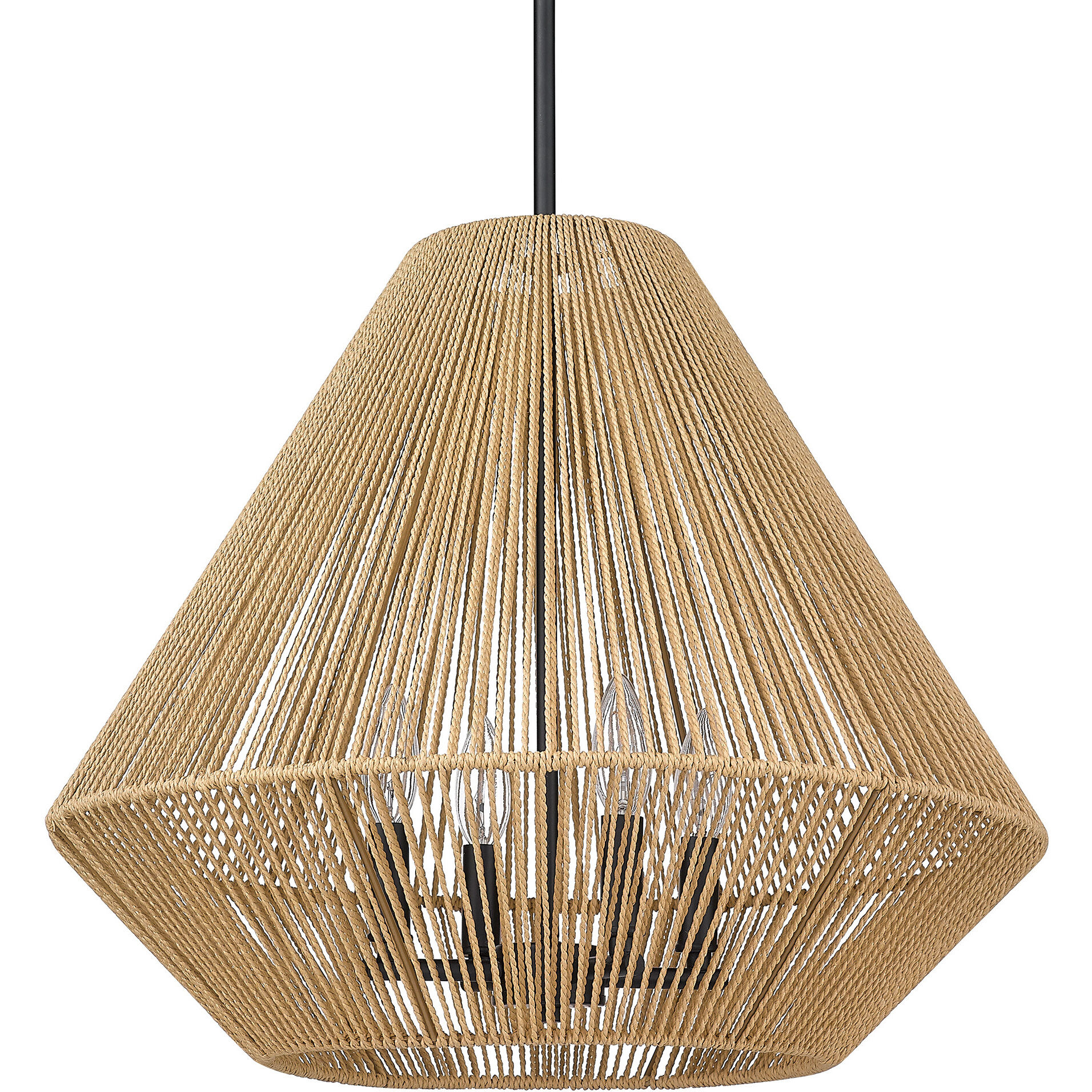 Valentina 4 Light 21 inch Matte Black Pendant Ceiling Light in Natural Raphia