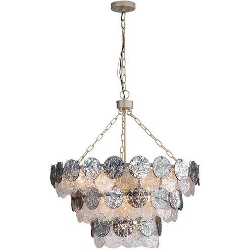 Cascada 11 Light 27.25 inch Aegean Silver Pendant Ceiling Light in Smoke Plated Glass, 3 Tier
