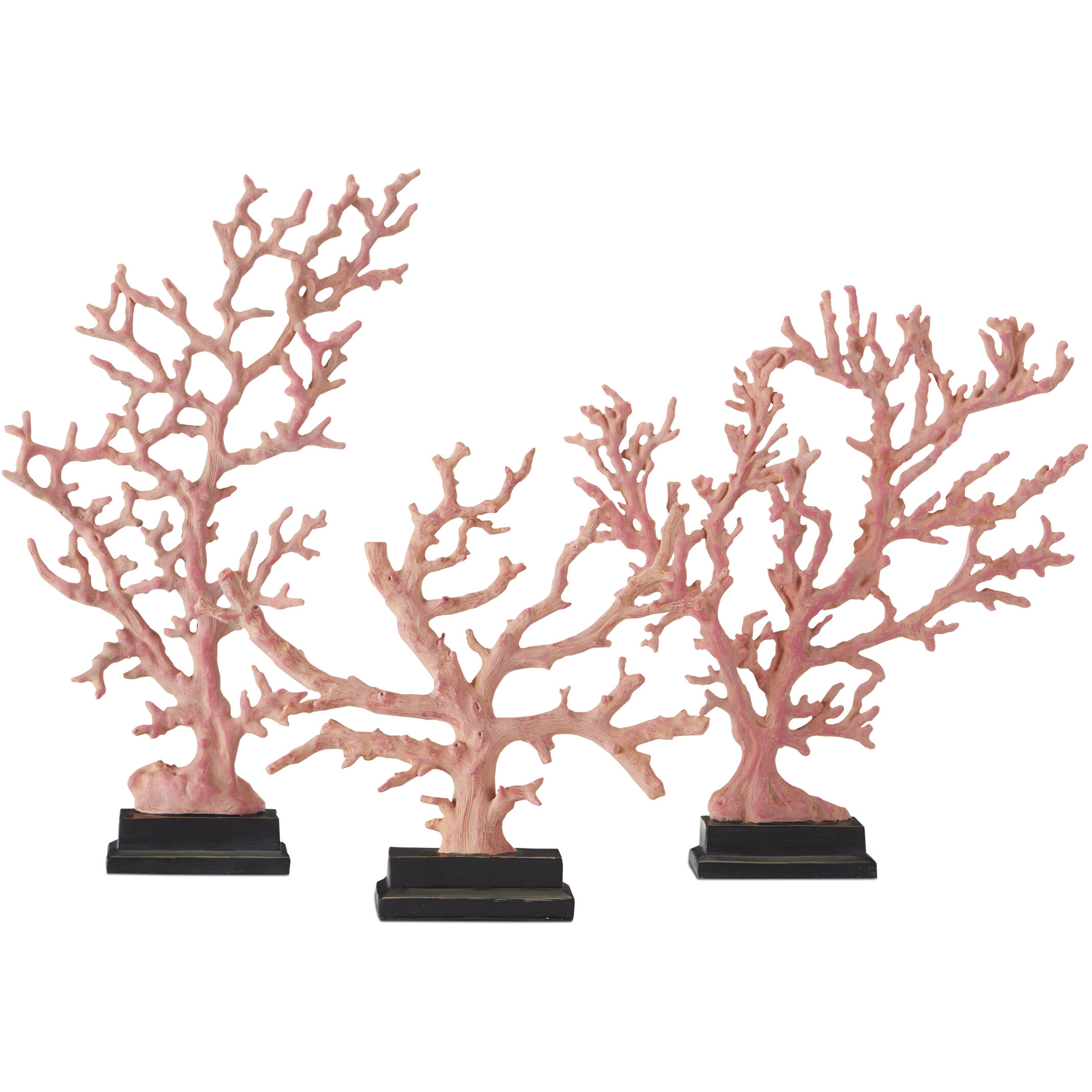 Red Coral Branches Sculptures, Set of 3