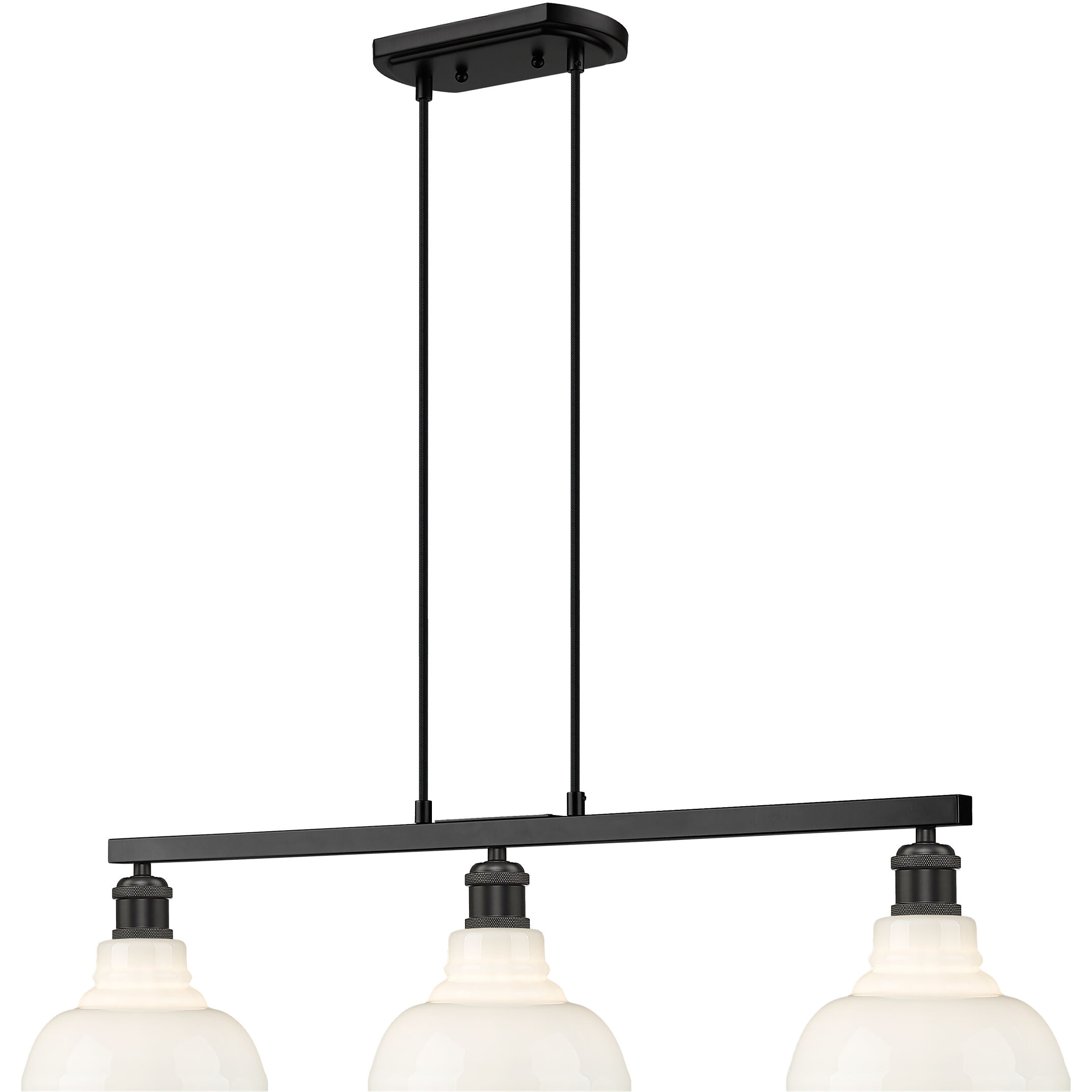 Yep Carver Island Light Ceiling Light in Matte Black, Vintage Milk Glass