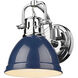 Yep Duncan Vanity Wall Light in Chrome, Navy