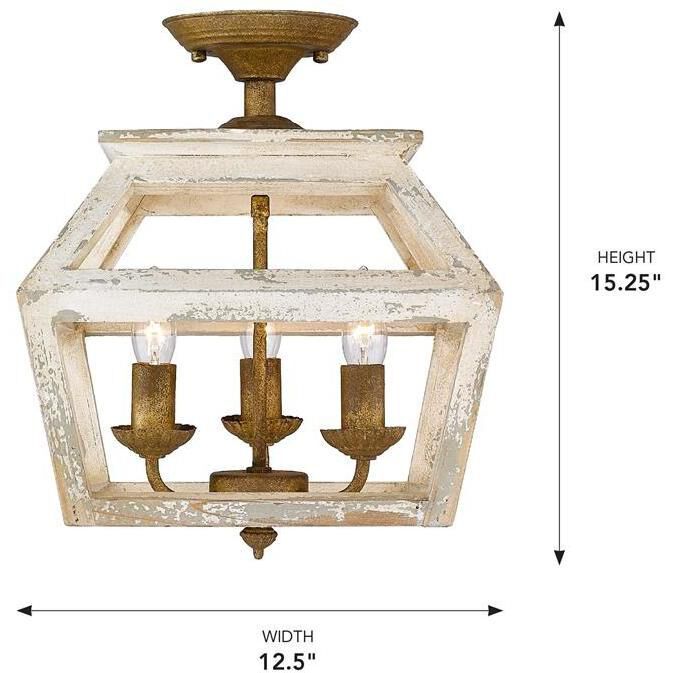 Haiden 3 Light 12.5 inch Burnished Chestnut Semi-Flush Mount Ceiling Light