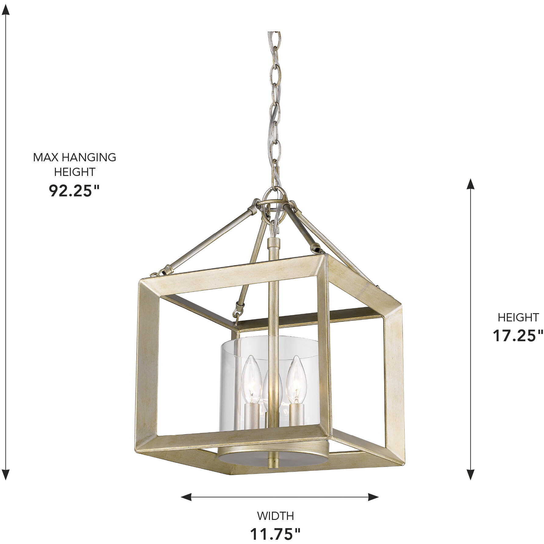 Smyth 3 Light 11.75 inch White Gold Chandelier Ceiling Light in Clear Glass, Mini
