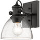 Yep Hines Vanity Wall Light in Matte Black, Seeded Glass