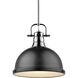 Duncan 1 Light 14 inch Chrome Pendant Ceiling Light in Matte Black, Large