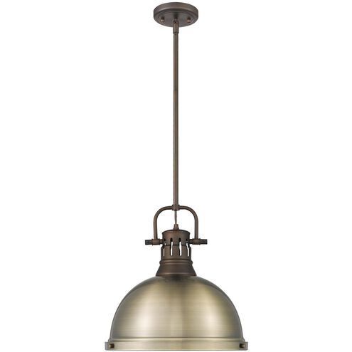 Duncan 1 Light 14 inch Rubbed Bronze Pendant Ceiling Light in Aged Brass